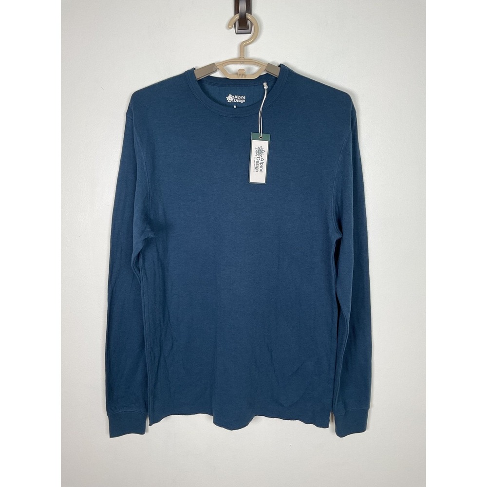 Alpine Design Mens MED AD Peak LS DuoFold Crew Vintage Blue Shirt NWT‎